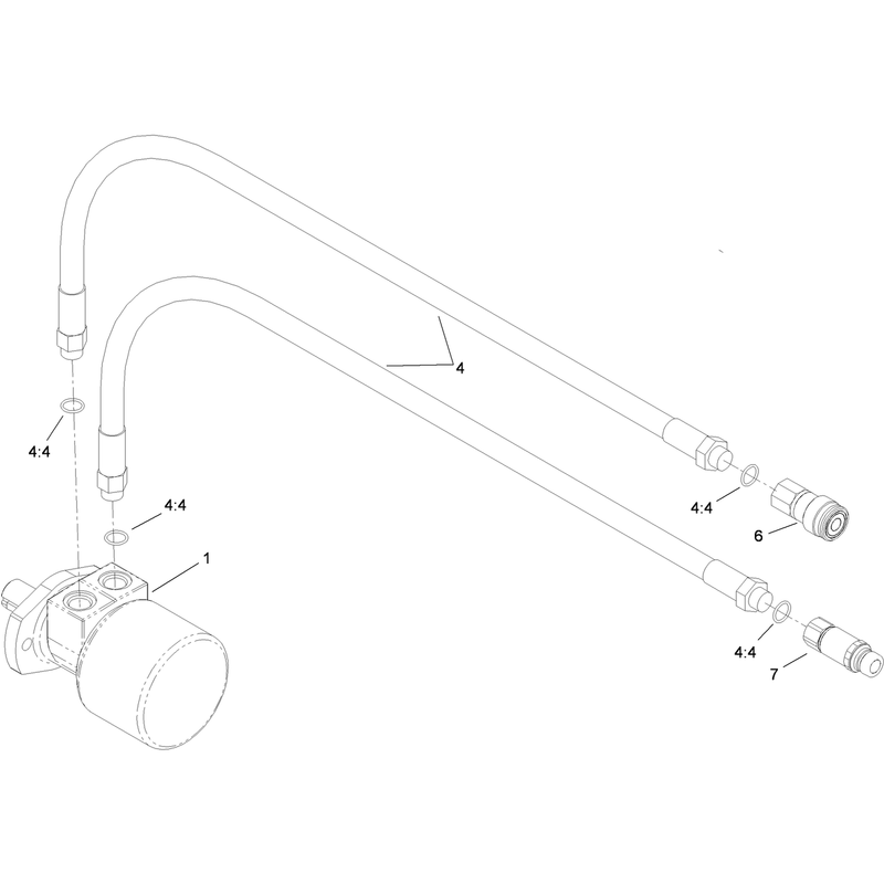 Hydraulic Hose and Motor Assembly