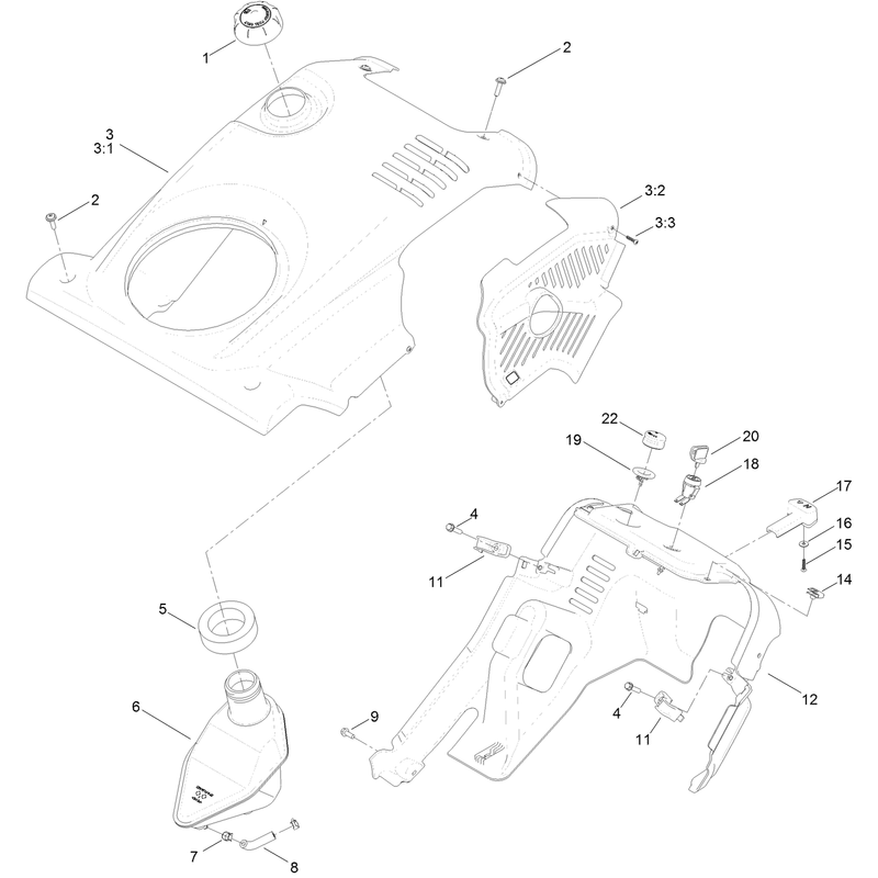 Shroud and Fuel Tank Assembly