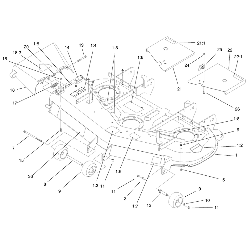 Deck Deflector and Roller Assembly