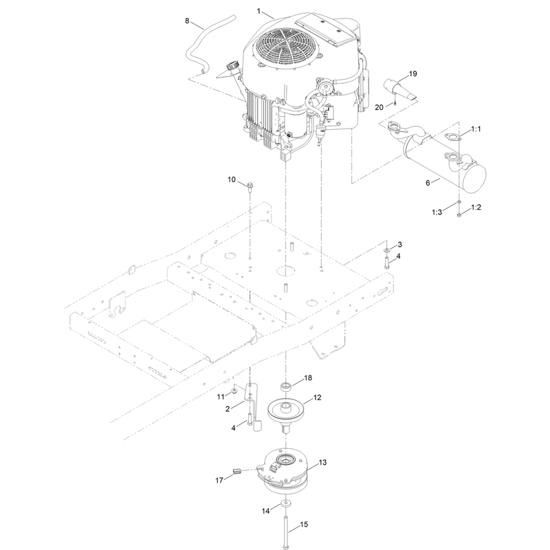 Engine and Muffler Assembly