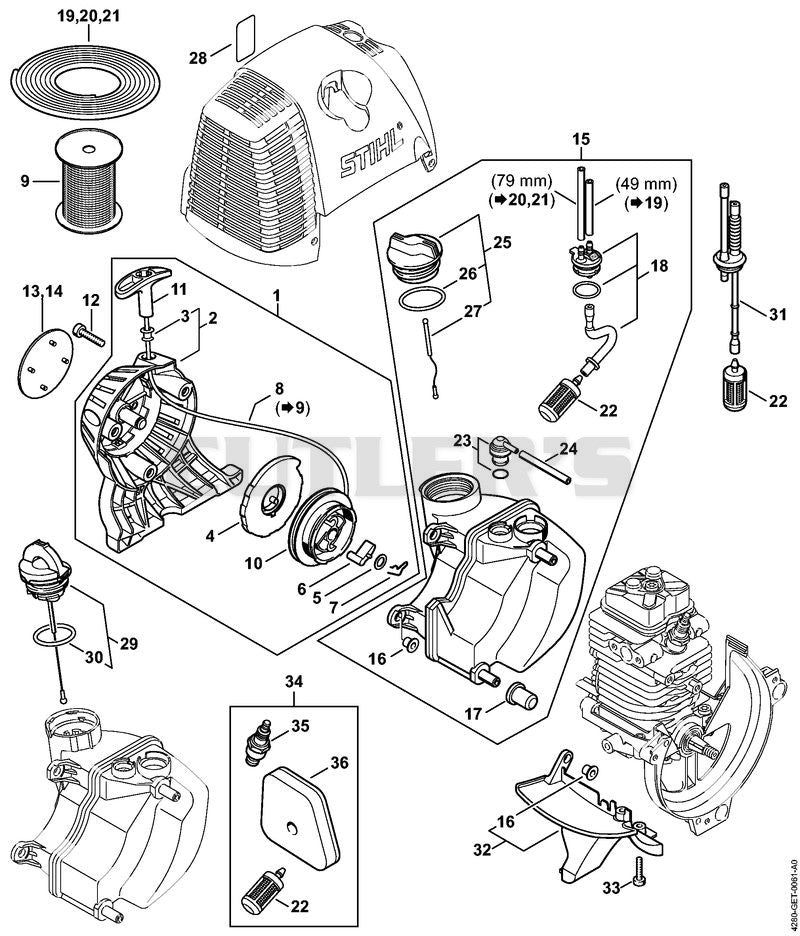 Rewind starter, Fuel tank