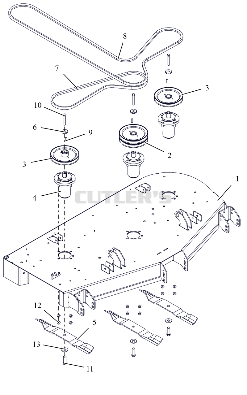 Deck, Belts, Blades and Spindles - 52"