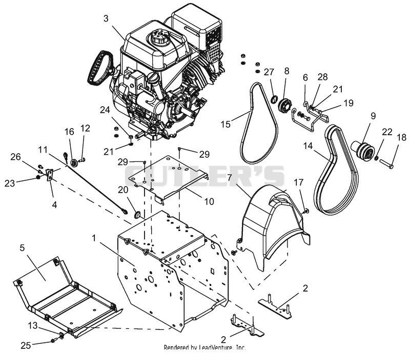 Engine, Frame And Belt Drive