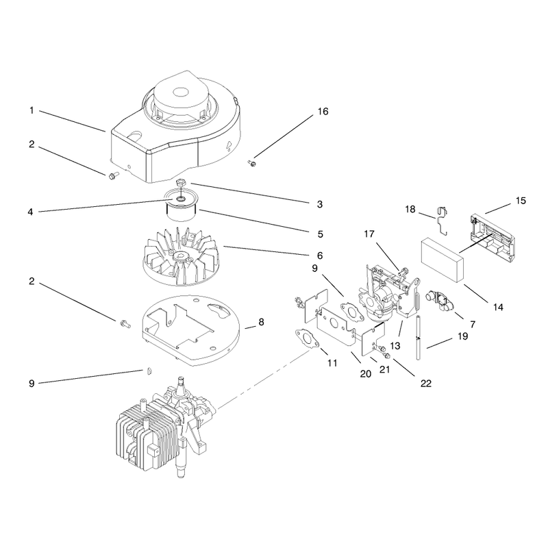 Shroud Crankcase and Carburetor Assembly