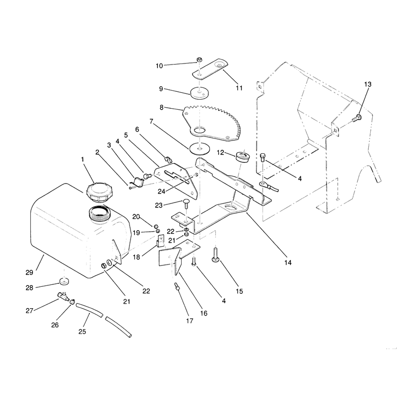 Fuel Tank and Steering Bracket Assembly
