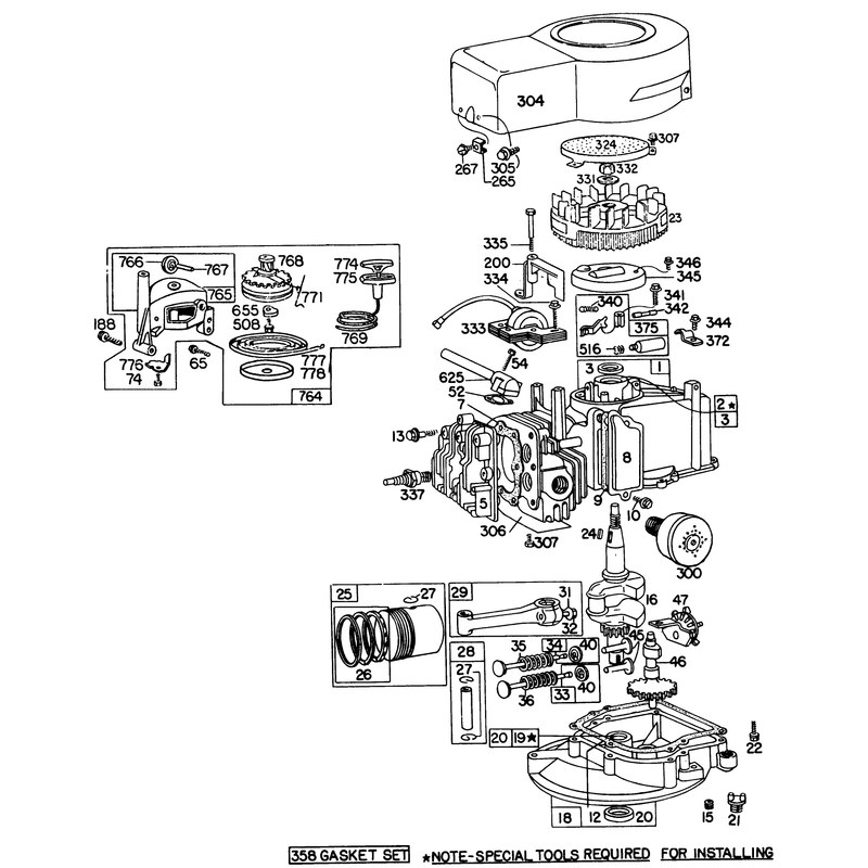 Engine Briggs and Stratton Model 92908-1743-01 for 21in Self Propelled Model 16264