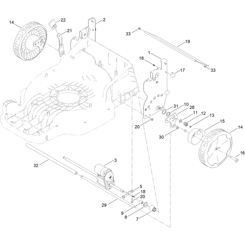 Rear Wheel and Height of Cut Assembly