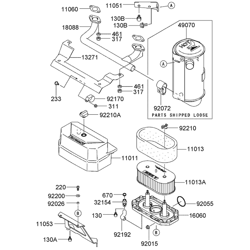 Air Filter Muffler Assembly Kawasaki FH381V-AS27
