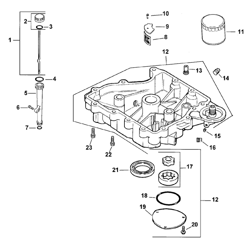 Group 3 Oil Panlubrication Assembly Kohler Model Cv15t-41607