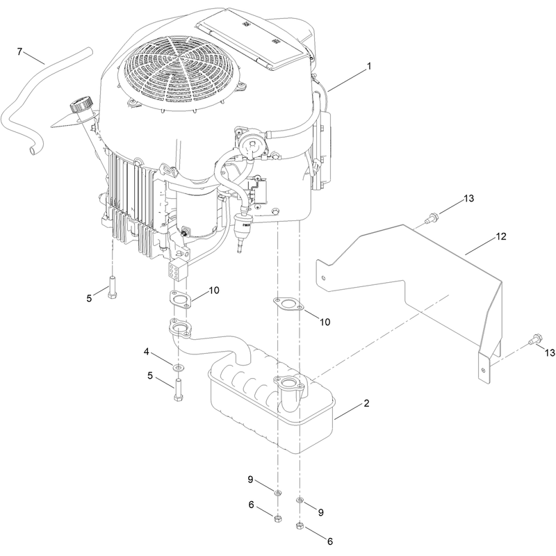 Engine and Muffler Assembly