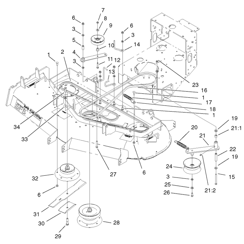 Spindles Idler Pulleys and Belts Assembly