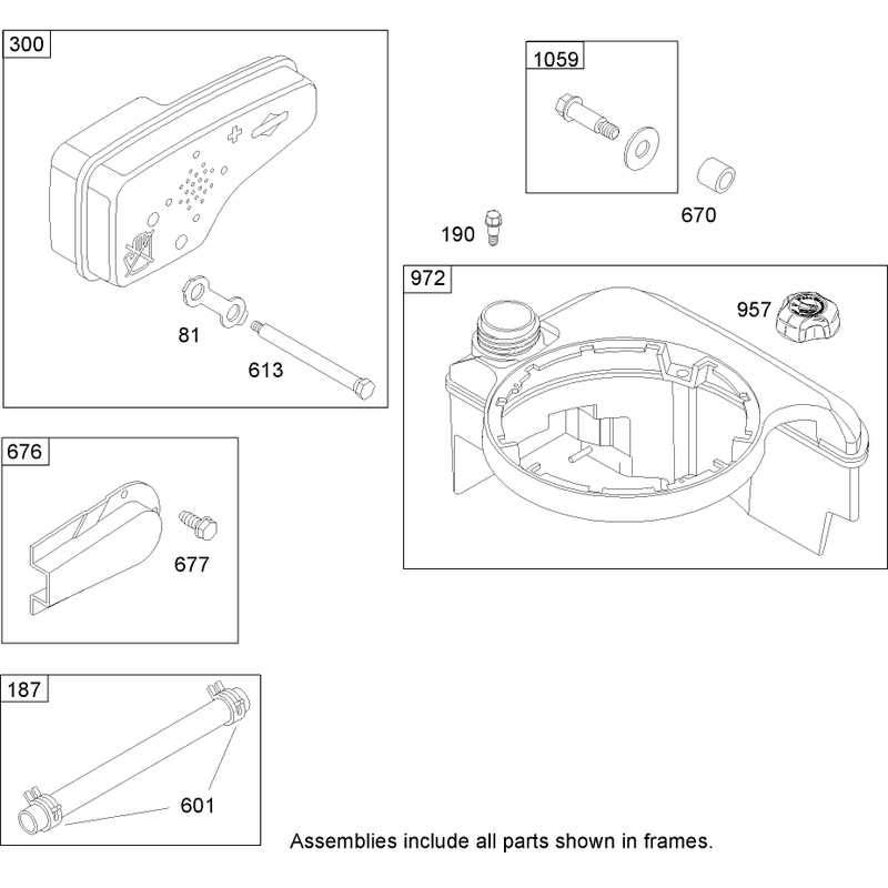 Muffler and Fuel Tank Assembly Briggs and Stratton 125K02-0202-E1