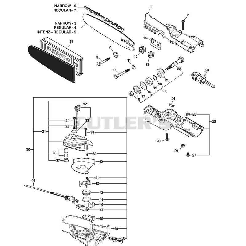 GEAR CASE, AUTO-OILER, GUIDE BAR, CHAIN