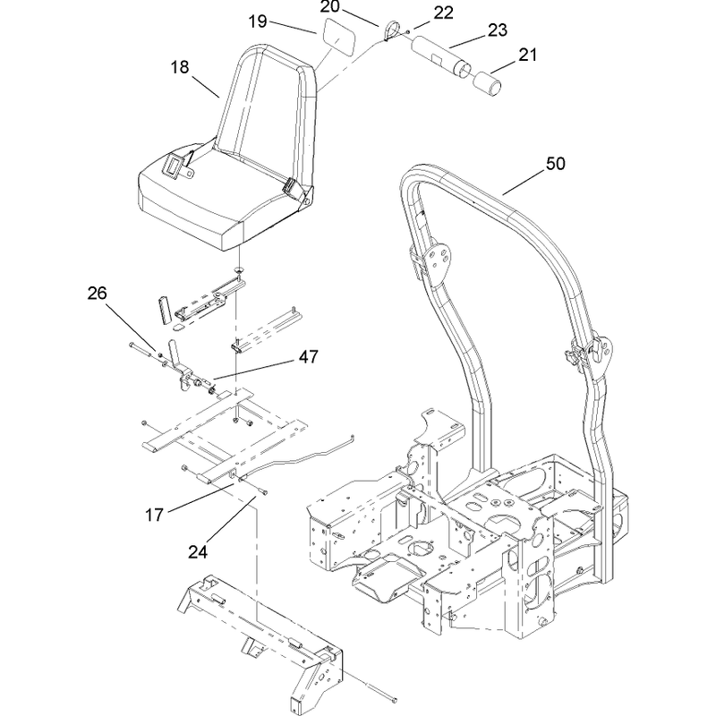 Seat and Roll Over Protection System Assembly