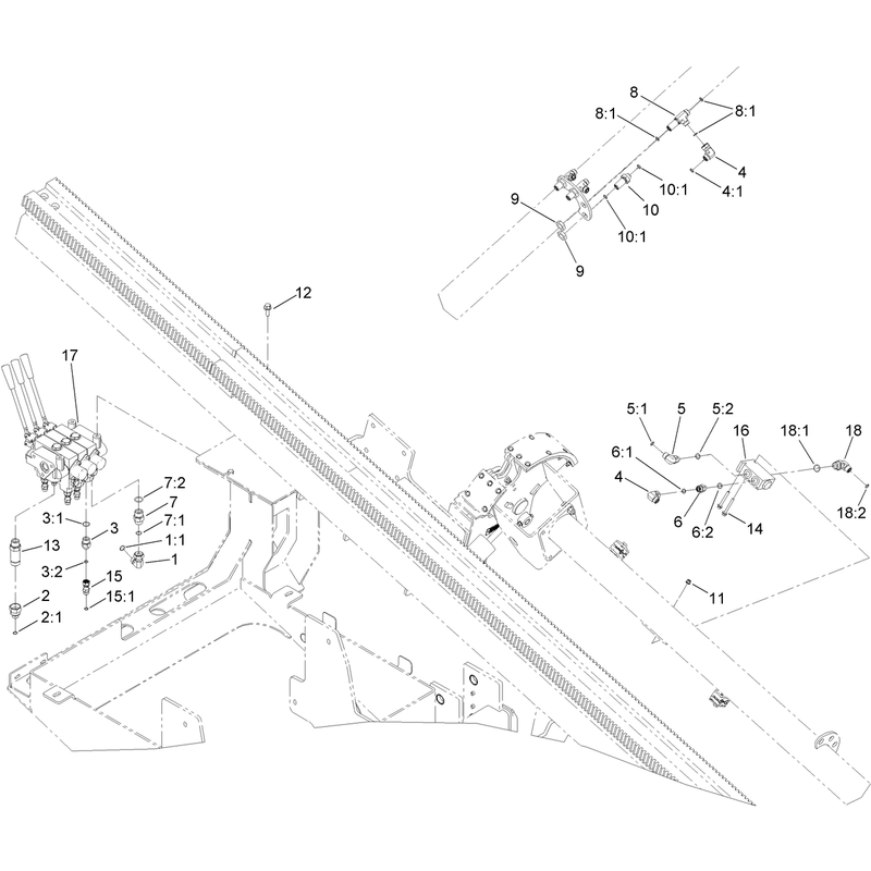 3 Spool Hydraulic Valve and Fitting Assembly