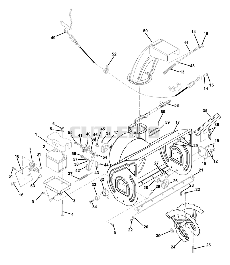 Chute, Auger And Battery