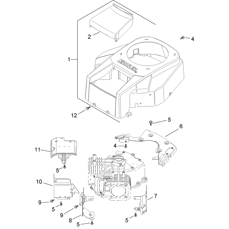 Blower Housing and Baffle Assembly Kohler SV720-0017