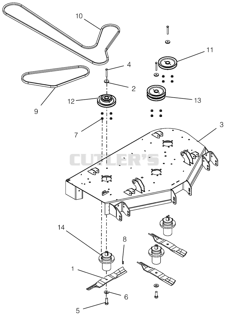 Deck, Belt, Blades And Spindles - 44"