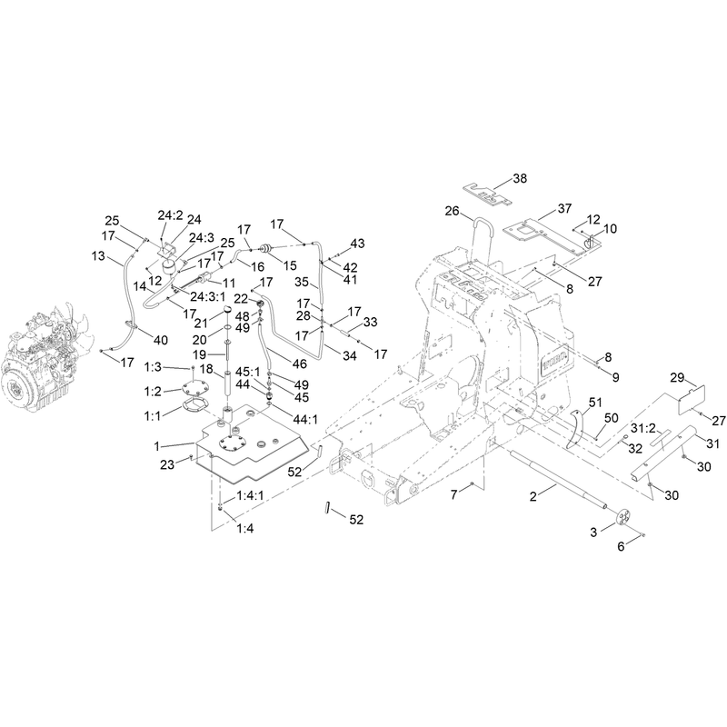 Hydraulic Tank and Track Shaft Assembly
