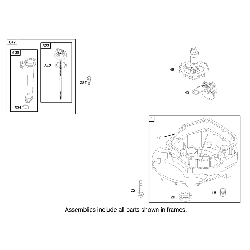 Crankcase Assembly Briggs and Stratton Model 122607-0118-E1