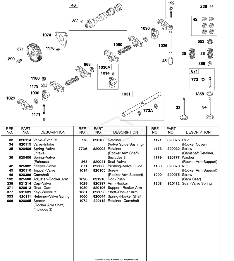 Camshaft, Rocker Arm Shaft, Valves, Springs