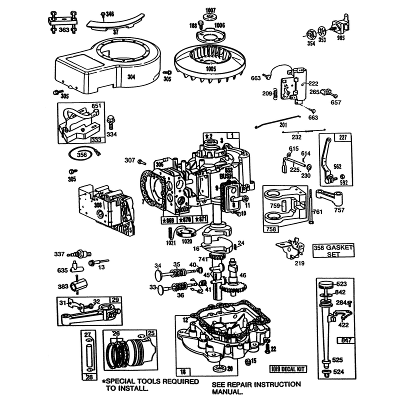 Engine Briggs & Stratton Model No. 281707-0175-01 12 H.p. Rear Engine Rider Electric Model 56175