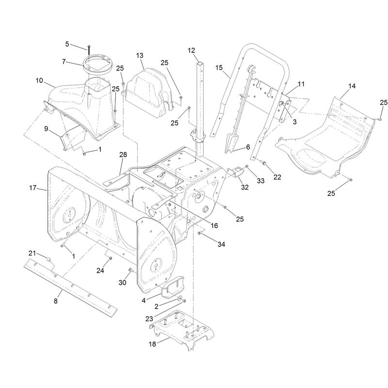Main Frame and Auger Housing Assembly