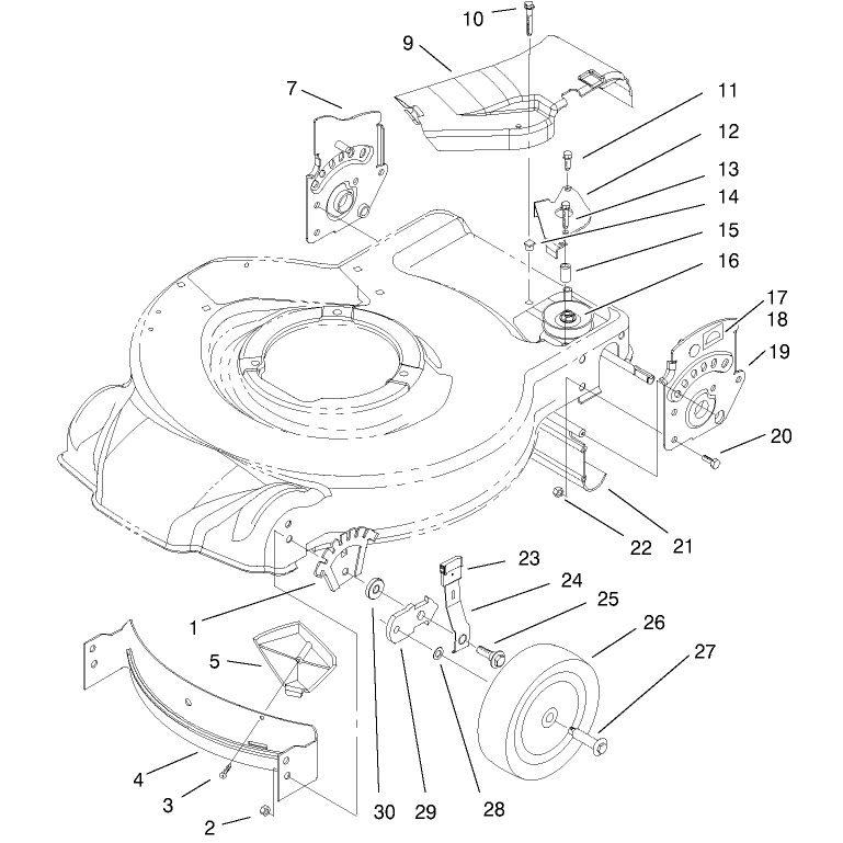 Housing Handle Brackets and Wheel Assembly
