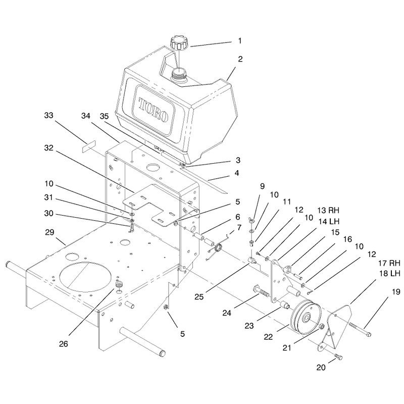 Fuel Tank and Idler Bracket Assembly