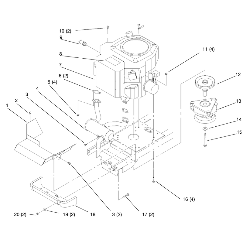 Twin Cylinder Engine Muffler and PTO