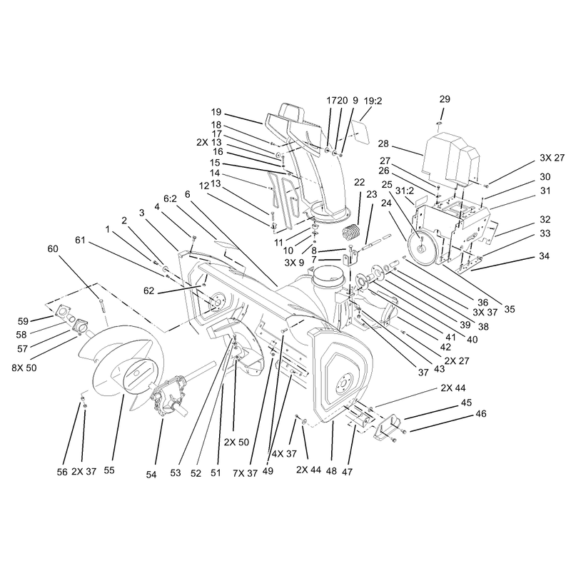 Housing and Engine Frame Assembly
