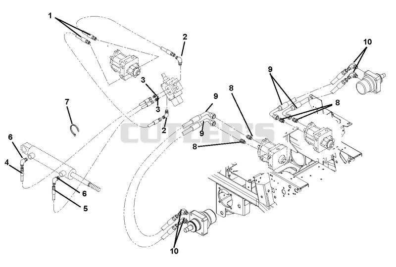 Hose Routing For Pumps, Wheel Motors And Cylinder
