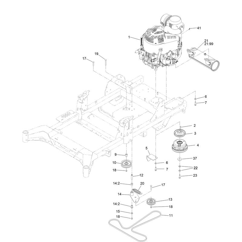 Engine, Clutch and Muffler Assembly