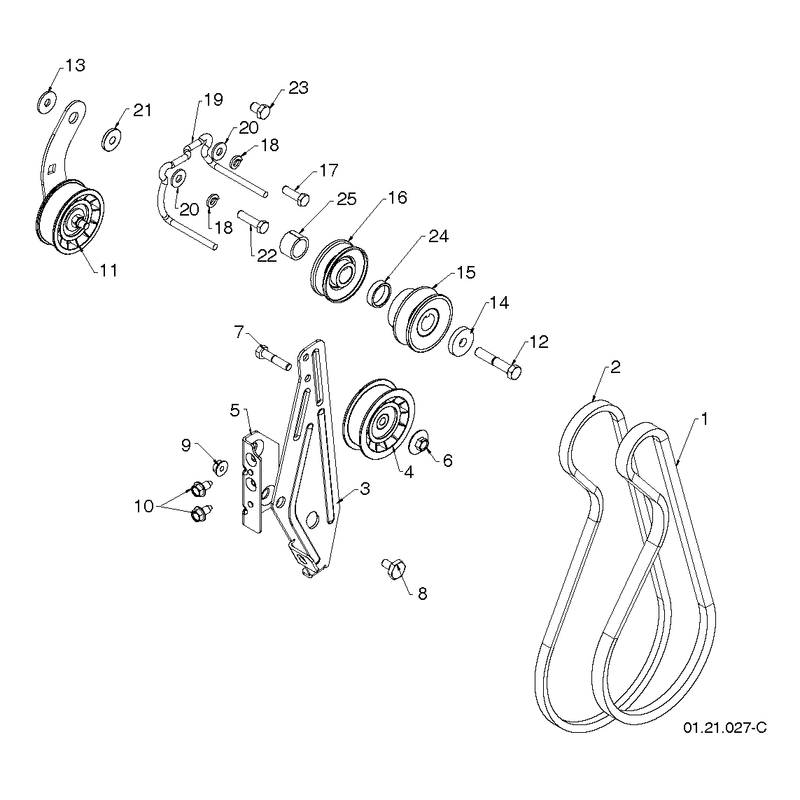 CHASSIS, ENGINE AND PULLEYS