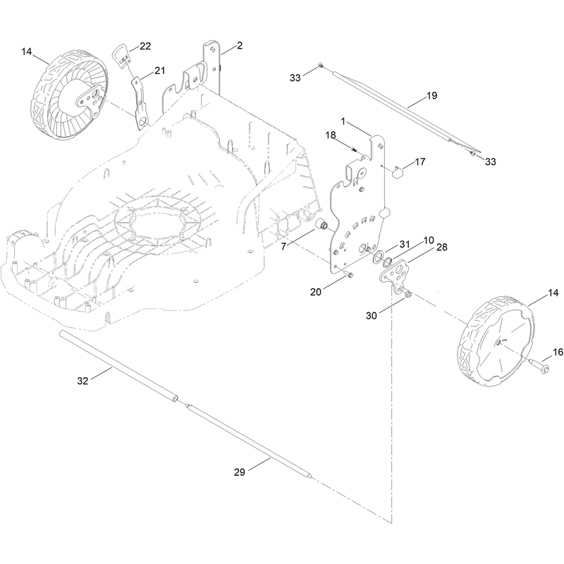 Rear Wheel and Height of Cut Assembly