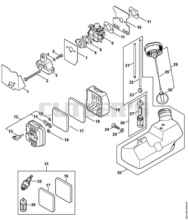 Air filter, Fuel tank
