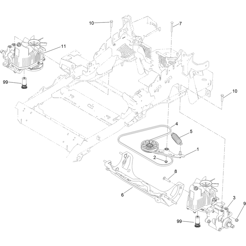 Hydraulic Pump, Idler and Belt Assembly
