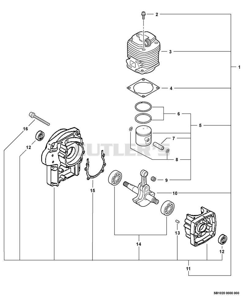 Engine, Short Block -- SB1020 S/N: 038160 - 999999