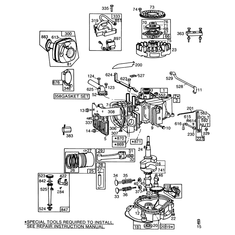 Engine Briggs and Stratton Model No 130902 Type 1200-01