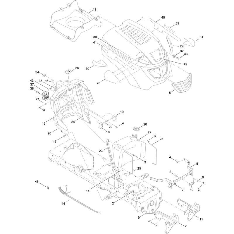 Fuel Tank Hood and Dash Assembly