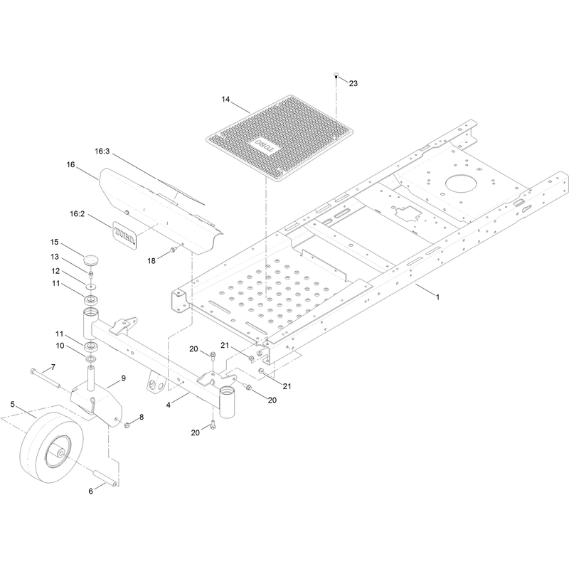 Frame, Front Axle and Caster Wheel Assembly