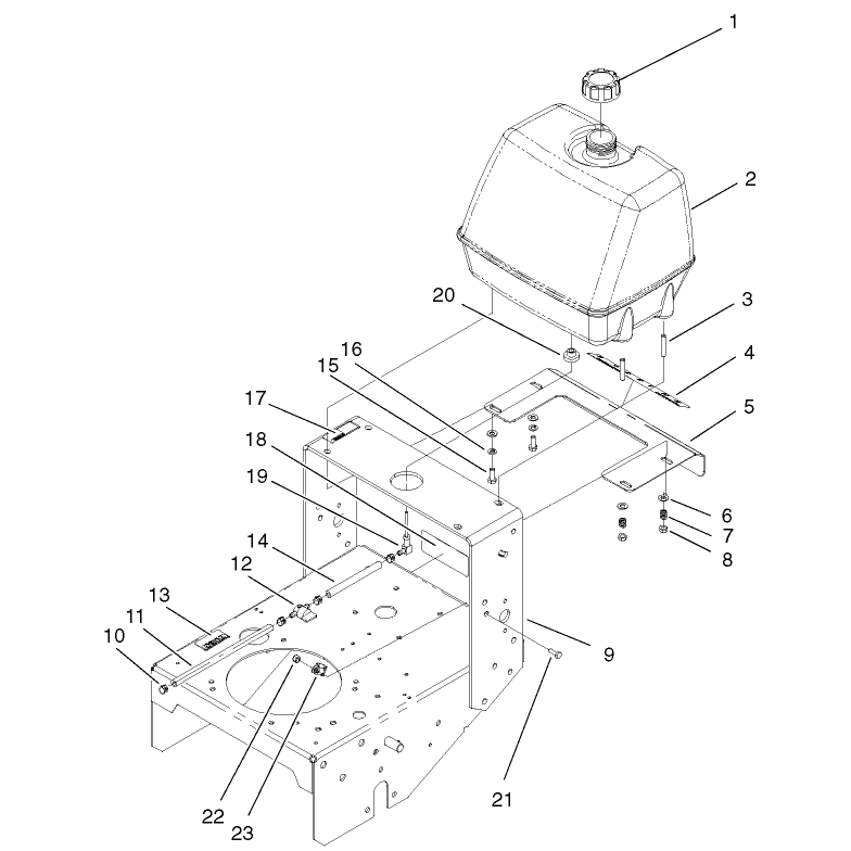Frame Fuel Tank and Shift Plate Assembly