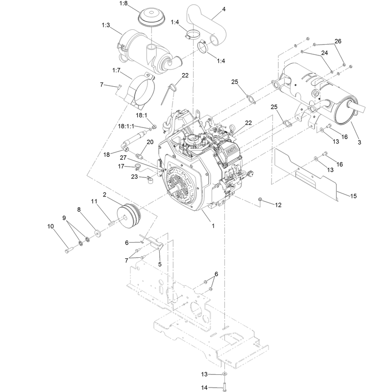 Engine Muffler and Air Cleaner Assembly