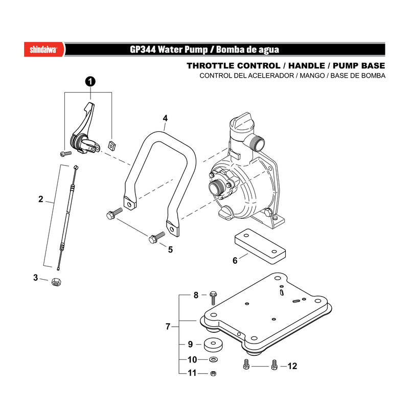 THROTTLE CONTROL / HANDLE / PUMP BASE