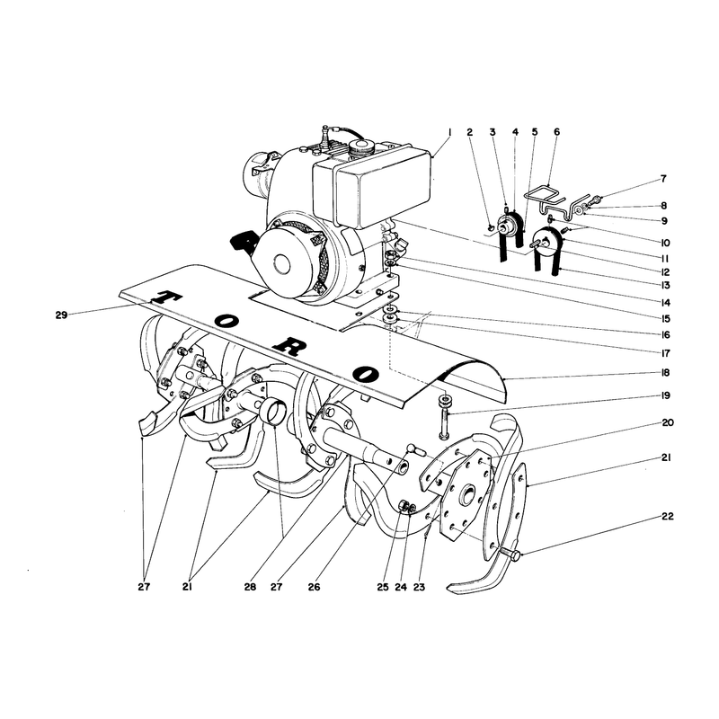 Tine And Engine Assembly
