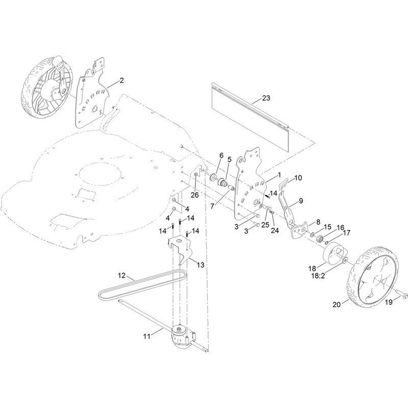 Rear Wheel and Height of Cut Assembly