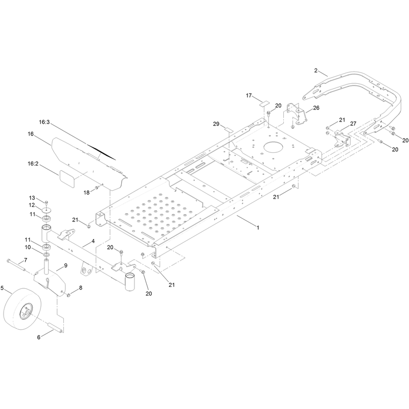 Frame, Front Axle and Caster Wheel Assembly