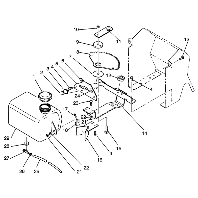 Fuel Tank and Steering Bracket Assembly
