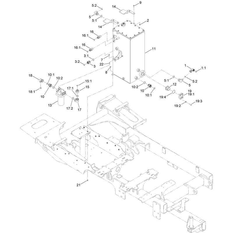 Hydraulic Fuel Tank and Fitting Assembly