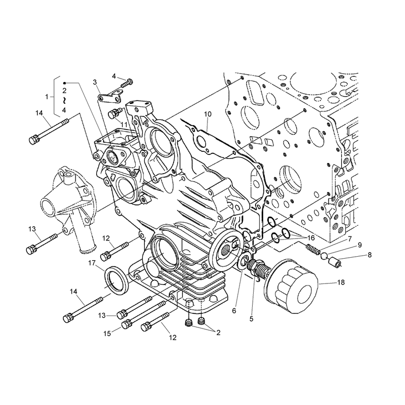 Gear Case and Oil Filter Cartridge Assembly